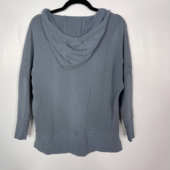 Alo XSmall Blue Pullover Hoodie Sweatshirt Scoop Neck Drawstring 3/4 Sleeve - Picture 2 of 8